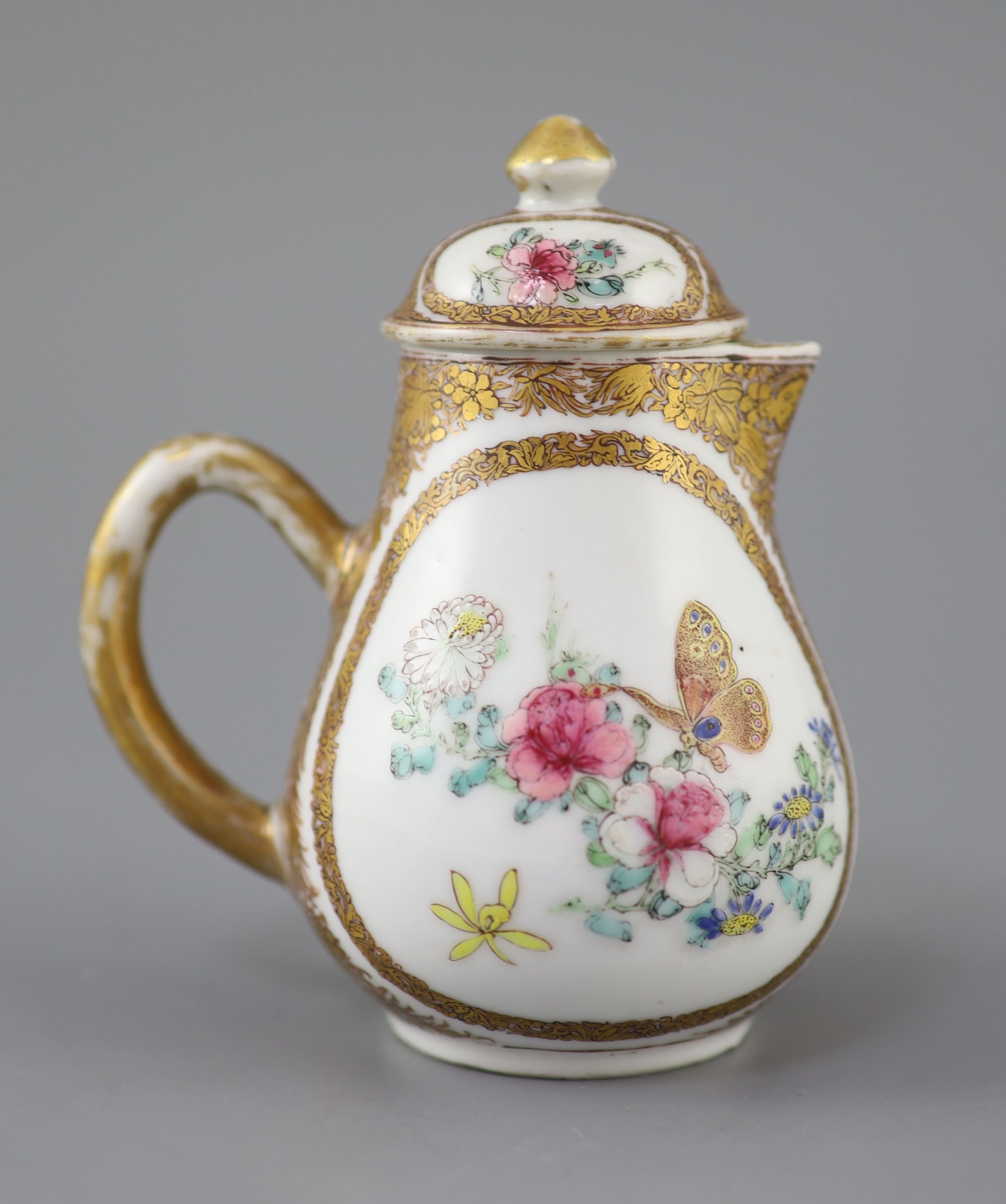 A Chinese famille rose covered jug, Yongzheng period (1723-35), 11.3cm high